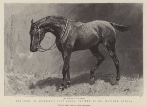 Il vincitore del Derby, il puledro Ladas del Conte di Rosebery, addestrato dal signor Matthew Dawson